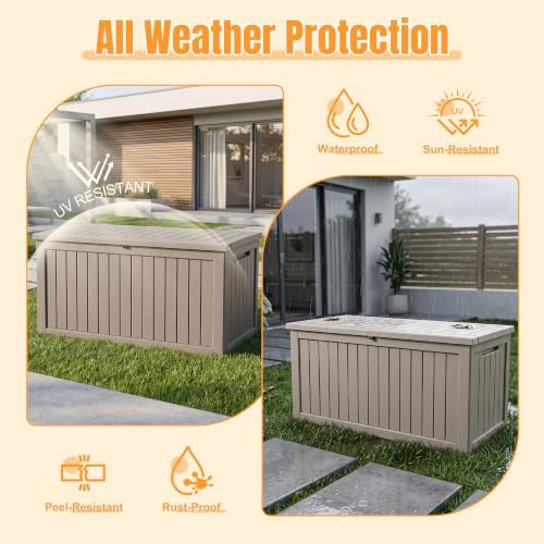 Outdoor Storage Box,Resin Deck Box with Support Rod - Image 2