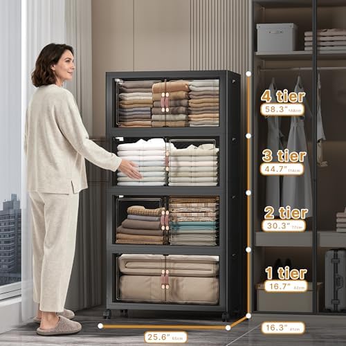 UAMFURI Stackable Storage Bins, 480QT Collapsible Drawers with 1 Lid - Image 2