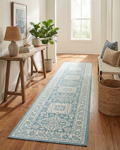 Rugs.com - Outdoor Aztec Rug – 12 Ft Runner Aqua Washable Indoor/Outdoor Rug – Flatweave Aztec Design for Patio, Deck, and Outdoor Passageways - Image 5