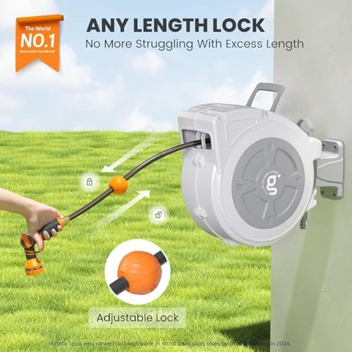 Giraffe Tools Retractable Hose Reel 1/2" x 65 ft Wall Mount Auto Rewind - Image 2