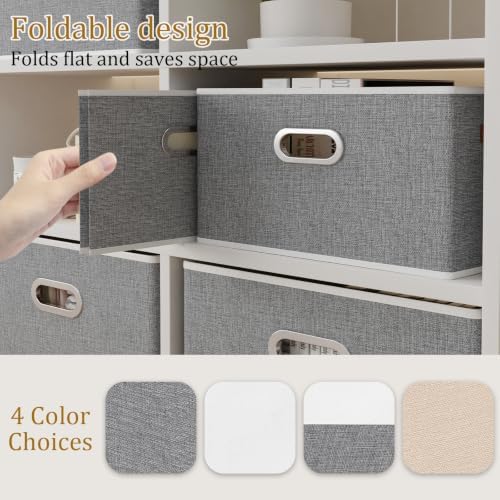 Yawinhe Foldable Storage Baskets for Shelves,16.9x11.8x10.2in,Grey,4-Pack - Image 6