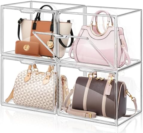4 Packs Clear Handbag Storage Organizer for Closet by FODIENS