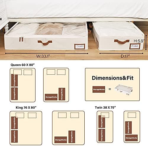 StorageWorks Large Under Bed Storage Containers with Handles and Label Holder, 4 Pack Ultra-thick Fabric Underbed Bins, Closet Organizer for Clothes, Blankets, Sweater - Image 3