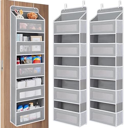 JARLINK Over the Door Organizer for Pantry, Bathroom, 5 Shelf Grey, 2 Pack by JARLINK