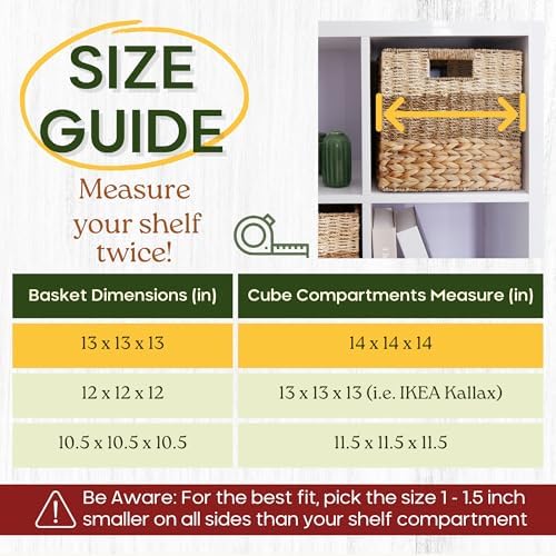 CHI AN HOME 13x13 Wicker Storage Cubes, 13x13x13 Storage Cube Bins Set 4 - Image 5