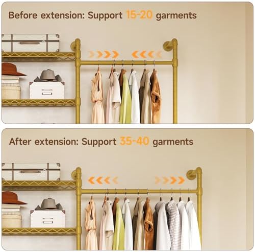 ONBRILL H3 Expandable Wall Mounted Closet System, Heavy Duty Clothing Rack - Image 5
