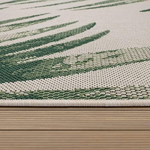 Paco Home Outdoor Rug Beige Green with Floral Palm Leaf Design Waterproof, Size: 4'7" x 6'7" - Image 3