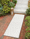 Unique Loom Outdoor Safari Collection Area Rug - Leopard (2' x 6' 1" Runner, Ivory Gray) by UniqueLoom