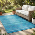 FH Home Outdoor Rug - Waterproof, Fade Resistant, Reversible - Premium Recycled Plastic - Striped - Patio, Deck, Porch, Balcony - Havana - Turquoise Crease Free - 5 x 8 ft by FHHome