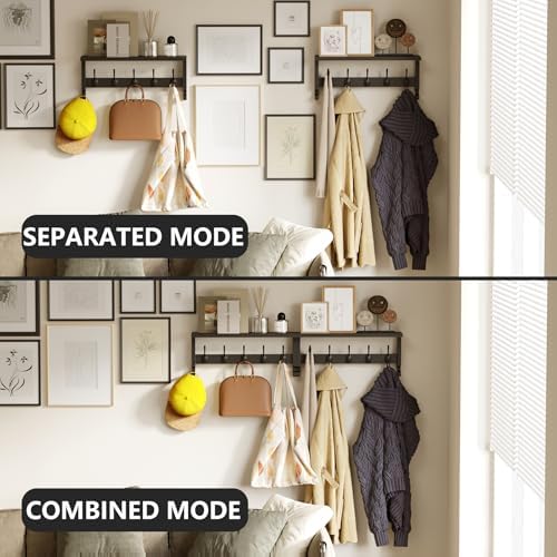 AMBIRD Coat Rack Wall Mount with Shelf, 17.1 Inches Coat Hooks Wall Mounted, Hat Wall Hooks for Hanging in Entryway, Living Room, Bathroom, Bedroom (Black) - Image 4
