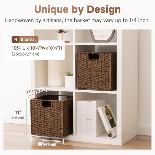 StorageWorks 11 inch Cube Storage Bins, Wicker Storage Cubes 11x11x11,Brown - Image 3