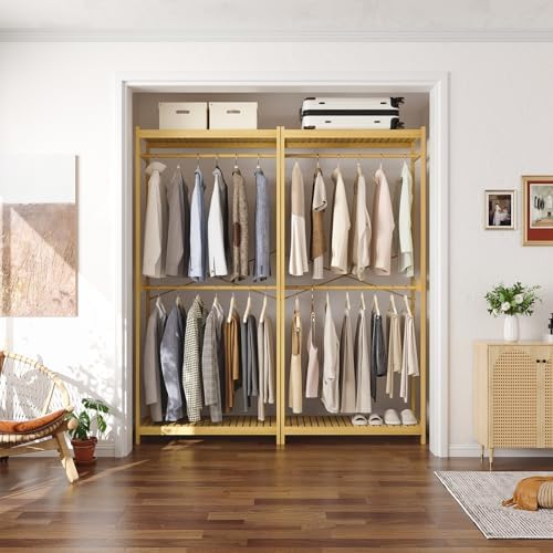 Homykic Bamboo Clothing Rack with Shelves, 33.5” Wide Clothes Rack, 78.8” H - Image 2