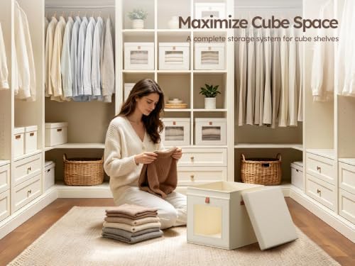 Homsorout Cube Storage Bins with Lids - Front Opening, Clear Window, 6 Pack - Image 5