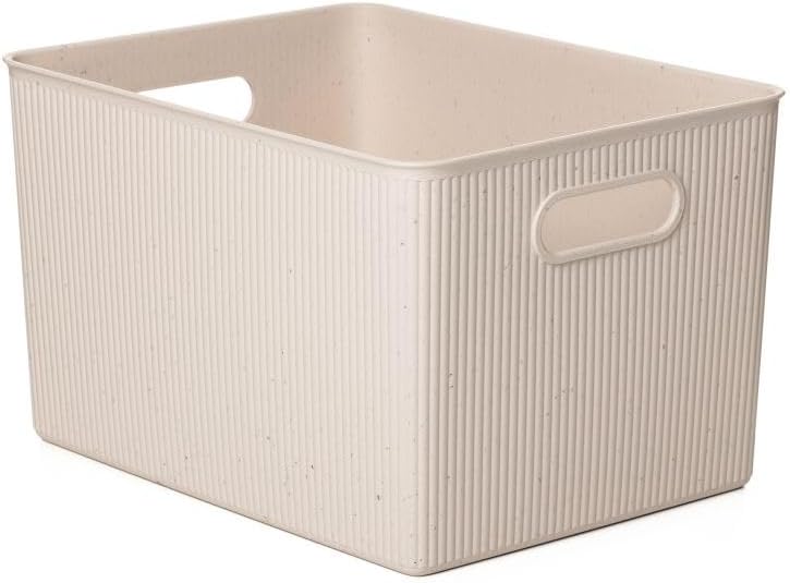 Superio Eco-Friendly Decorative Plastic Basket Open Home Storage Bins Organizer, X-Large (1 Pack) Container Boxes for Organizing Closet Storage Bins for Shelves - Ribbed Collection 22 Liter/23 Quart by Superio