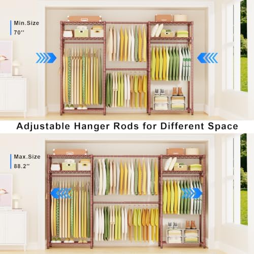Ulif E1 Heavy Duty Closet Garment Rack, 6 Tiers Adjustable Clothes Rack - Image 3