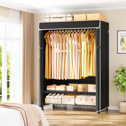 ULIFHOME H5C Max Clothes Rack with Cover, Covered Clothing Rack Heavy Duty - Image 2