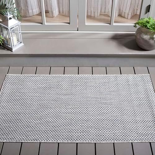 SAFAVIEH Courtyard Collection 4' x 5'7" Grey/Navy CY8521 Indoor/ Outdoor Waterproof Easy Cleaning Patio Backyard Mudroom Accent Rug by Unknown