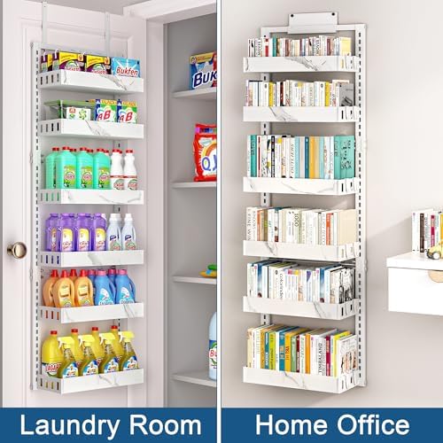 BUKFEN Over the Door Pantry Organizer, 6-Tier Adjustable Basket Spice Rack - Image 6