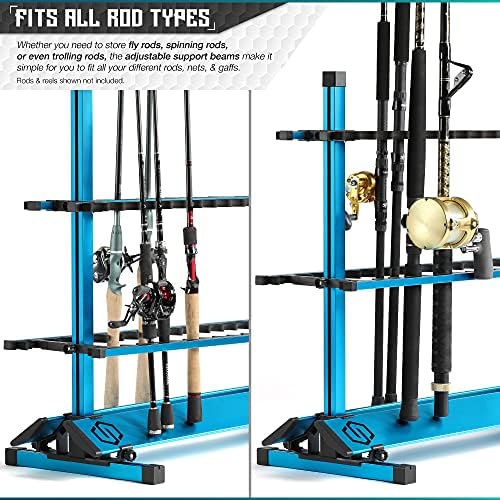 Savior Equipment Fishing Rod Rack Holder Organizer, 24-48 Slots to Hold Fresh Salt Water Spinning Rods & Reel Combo, Lightweight Aluminum Vertical Fish Pole Garage Storage Ground Display Stand - Image 3