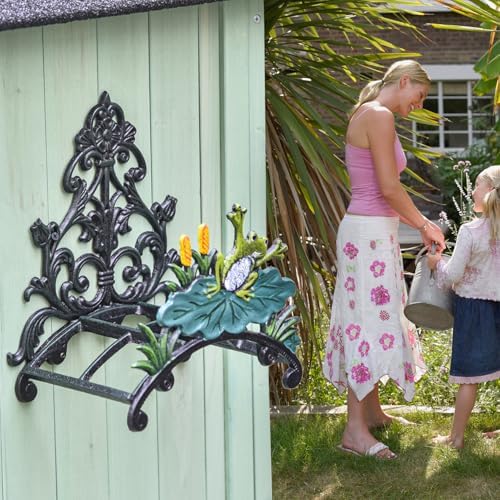 Sungmor Cast Iron Wall Mounted Garden Hose Holder - Hand-Painted Frog Rack - Image 6