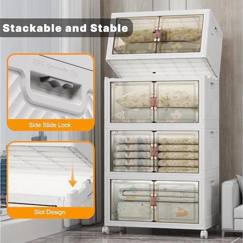 UAMFURI 700QT Stackable Storage Bins with Lids, Storage Cabinet with Wheels - Image 6