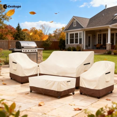 Waterproof Outdoor Patio Furniture Covers 4 Piece Set,XL-Large,Beige - Image 7