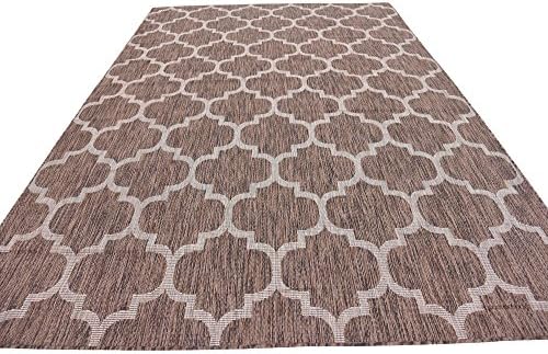 Unique Loom Outdoor Trellis Collection Area Rug (7' 1" x 10' Rectangle, Brown/ Ivory) - Image 6