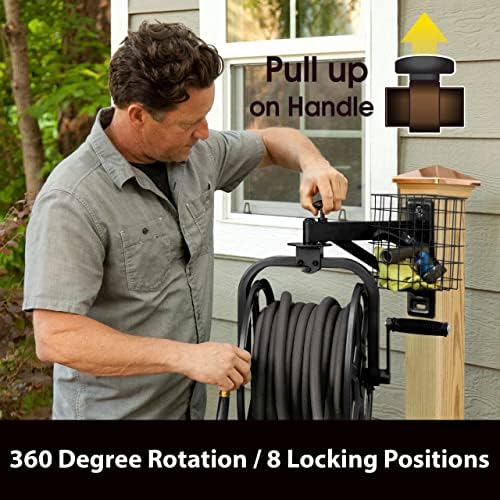 Liberty Garden 712-B Single Arm Navigator Multi-Directional Garden Hose Reel, Holds 125-Feet of, 5/8-Inch, Black - Image 4