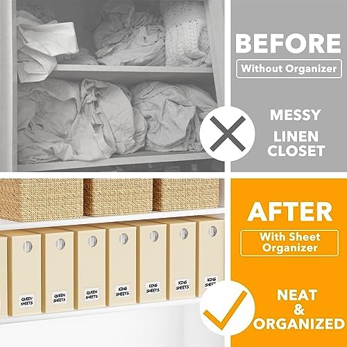 SpaceAid 8 Pack Bed Sheet Organizers and Storage, Foldable Sheet Organizer for Linen Closet, Sheets Set Folder Keeper with Window XL (Queen & King Size) Bedding Container (Beige, 8 Pack) - Image 2