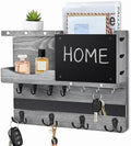 Key Holder Wall Mount with Shelf, Key Hooks for Wall, Washed Gray by HEKOOLA
