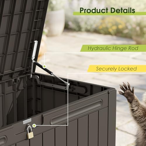 Devoko 100 Gallon Outdoor Storage Box, Waterproof Deck Box Lockable - Image 7