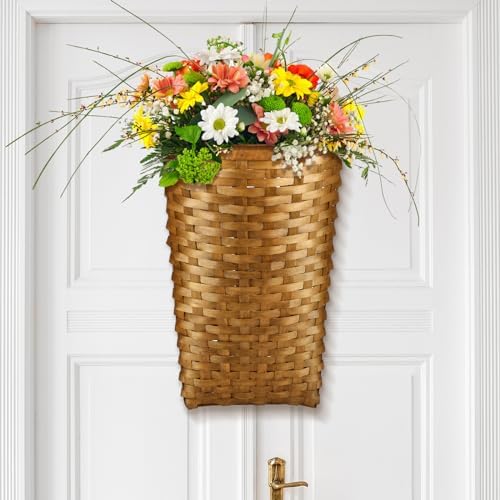 Domensi 15.5 x 10 x 7.5 Inch Front Door Basket Woven Wall Hanging Basket Hanging Storage Decor Farmhouse Decor Crafting DIY for Front Door(15.5 x 10 x 7.5 Inch,Classic Style) by Domensi