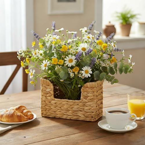 Set of 2 Water Hyacinth Hanging Baskets with Handle, Wall Baskets Storage, Wall Mounted Organizer, Magazine Holder Magazine Basket, Farmhouse Baskets for Flowers/Magazine/Fruit Storage - Image 6