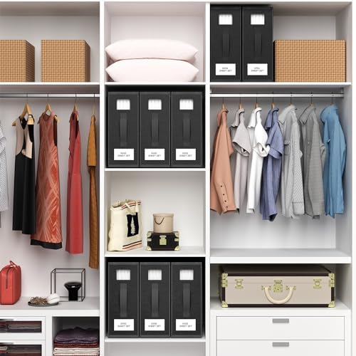 GODELAIF Sheet Organizers and Storage, Foldable Bed Sheet Organizer for Twin/Full/Queen/King Size, Linen Closet Organizers and Storage 4 Pack with Handle Window for Sheet Set Bedding Clothes Blanket - Image 7