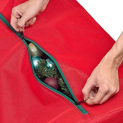 HOLDN’ STORAGE Christmas Tree Bag Heavy Duty 600D Oxford - Christmas Tree Bags Storage Fits Up To 7.5Ft, Extra Wide, Waterproof Storage Bags with Reinforced Handles & Zipper - Red - Image 7