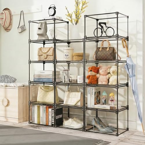 Clear Acrylic Purse Organizer with Aluminum Alloy Frame, Handbag Display Case with Magnetic Door, Stackable Closet Storage Boxes for Purses, Books, Cosmetics & Collectibles (4Pack) - Image 5