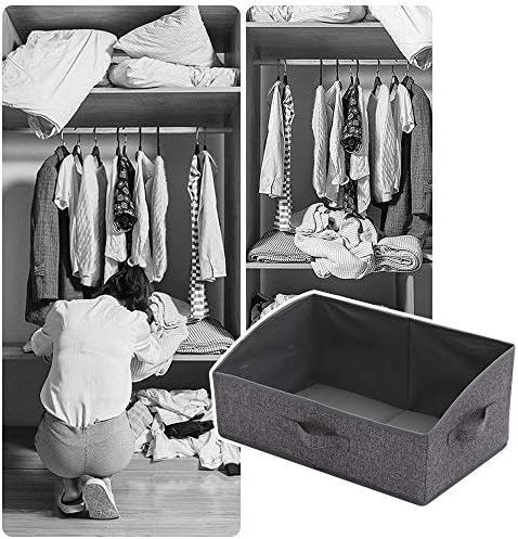 TENABORT 5 Pack Trapezoid Large Foldable Closet Storage Bins with Handle, Fabric Storage Organizer Cube Cloth Containers Linen Box Shelf Baskets for Clothes Clothing Shelves Wardrobe - Image 7