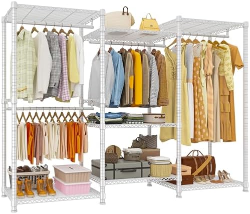 Raybee Clothes Rack, Freestanding Closet Storage System, 4 Rods 7 shelves by Raybee