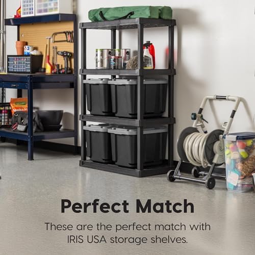 IRIS USA 4-Pack 12 Gal Heavy Duty Storage Tote Bins with Lids, Gray - Image 4