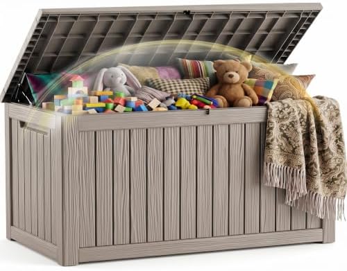 EFU Outdoor Storage Box 330 Gallon Deck Box, Waterproof Resin, Grey by EFU