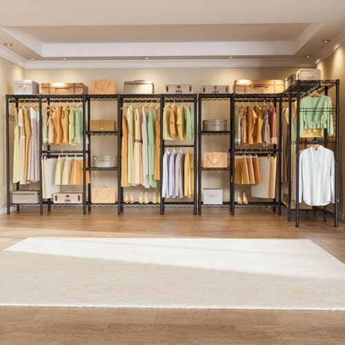 Golpart Heavy Duty Clothes Rack Metal Wardrobe with Adjustable Wire Shelves - Image 3