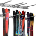 Wall Mount Ski Storage Rack,Garage Snowboard Storage Organizer 8 Pairs Metal Hooks Indoor Outdoor System Organization（Grey 2pack by Aking+Ace