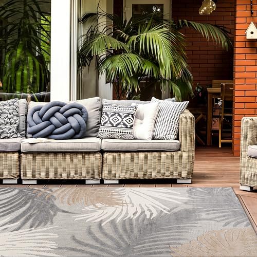 Rugshop Lucca Contemporary Floral Indoor/Outdoor Area Rug 5' x 7' Gray - Image 2