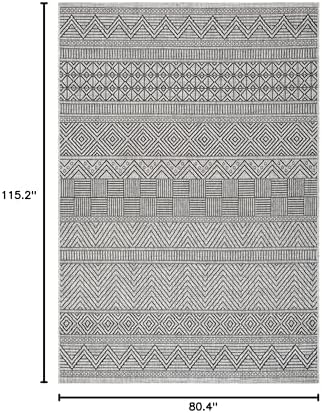 SAFAVIEH Washable Rug Outdoor Courtyard Collection - 6'7" x 9'6", Black & Grey, Non-Shedding & Easy Cleaning, Ideal for Patio, Backyard, Mudroom (CY8196-37612) - Image 5