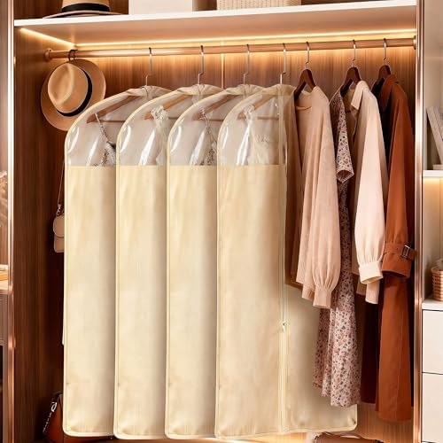 4 Pack 24 x 60 Inches Cotton Garment Bags for Hanging Clothes - Image 7