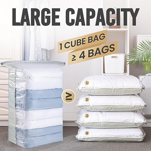 TAILI 10 Pack Vacuum Storage Bags, Jumbo Cube 31x40x15 Inch, Cream - Image 3