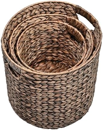 happimess Avery 3-Piece Cylinder Nesting Baskets 13", Brown - Image 6