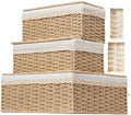 Nonam Rattan Divided Storage Basket with Lid, Set of 3, Natural by Home