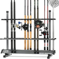 Savior Equipment Fishing Rod Rack Holder Organizer, 24-48 Slots to Hold Fresh Salt Water Spinning Rods & Reel Combo, Lightweight Aluminum Vertical Fish Pole Garage Storage Ground Display Stand by SaviorEquipment