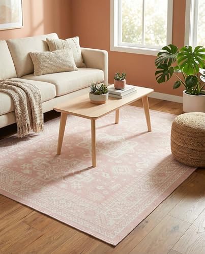 Rugs.com - Outdoor Aztec Rug – 7' 1 x 10' Pink Washable Indoor/Outdoor Rug – Flatweave Aztec Pattern for Patios, Decks, and Porches - Image 6